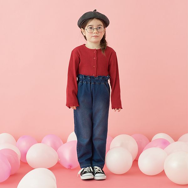 日本 Lycee mine - 俏麗皺摺錐形彈力牛仔褲-海軍藍