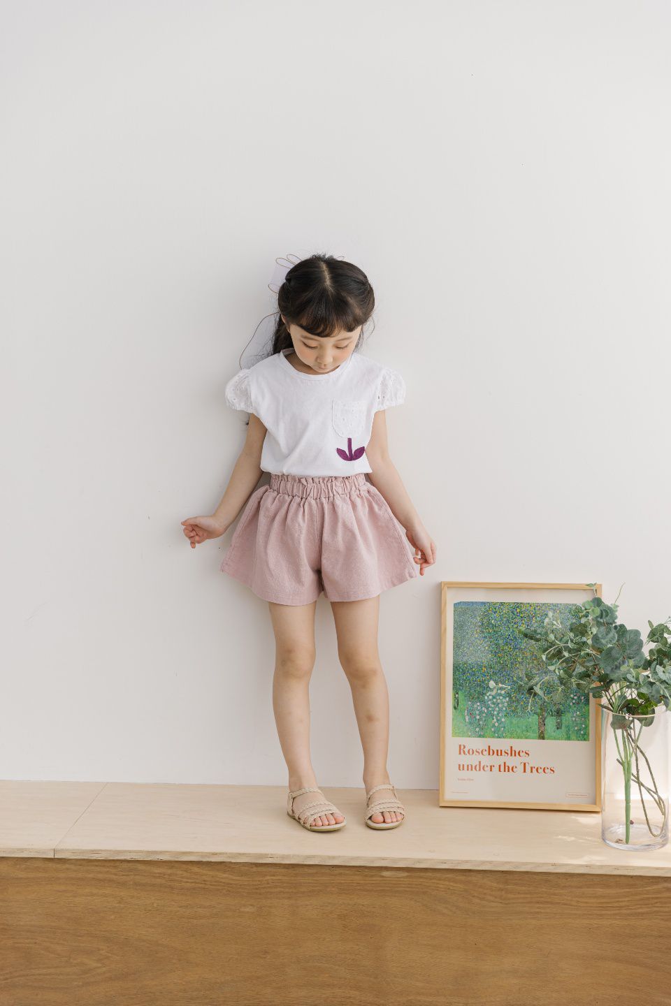 韓國 Orange Mom - 鬆緊腰舒適寬褲-藕粉