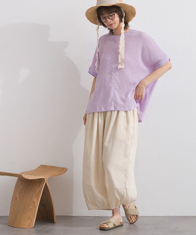 日本 Lupilien - 嫘縈混紡細緻羅紋圓領短袖上衣-炭灰