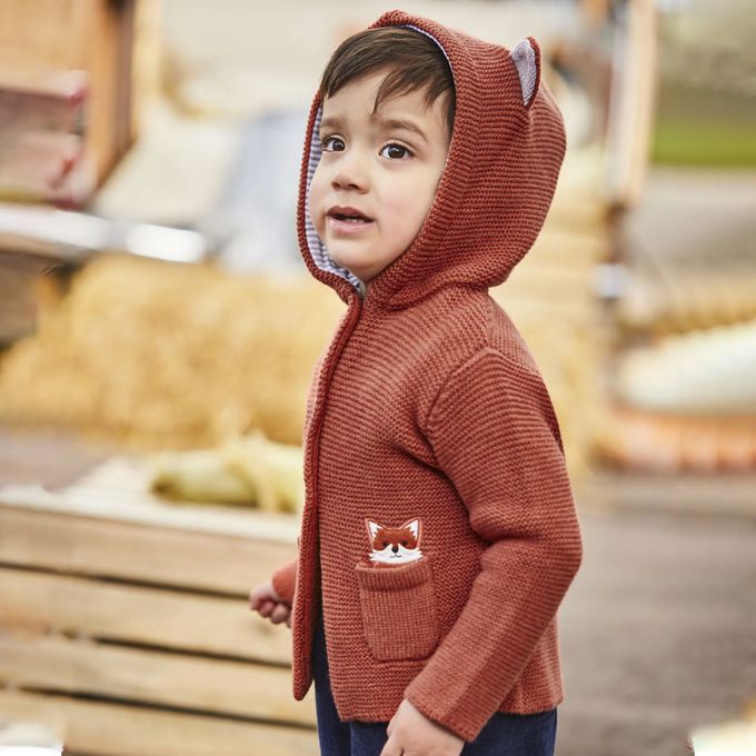 英國 JoJo Maman BeBe - 開襟羊毛衫-可愛小狐狸