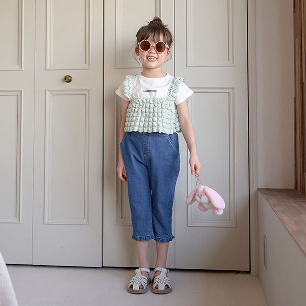 日本 Lycee mine - 泡泡短背心+短袖上衣(時尚二件組)-嫩粉紅