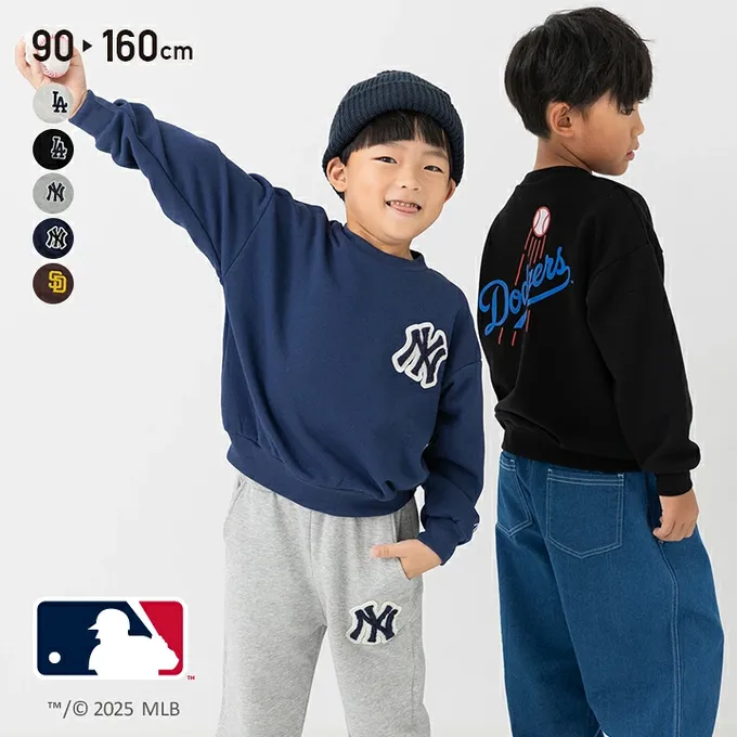 日本 Chil2 - MLB聯名 立體LOGO刺繡長袖上衣-洛杉磯道奇-黑
