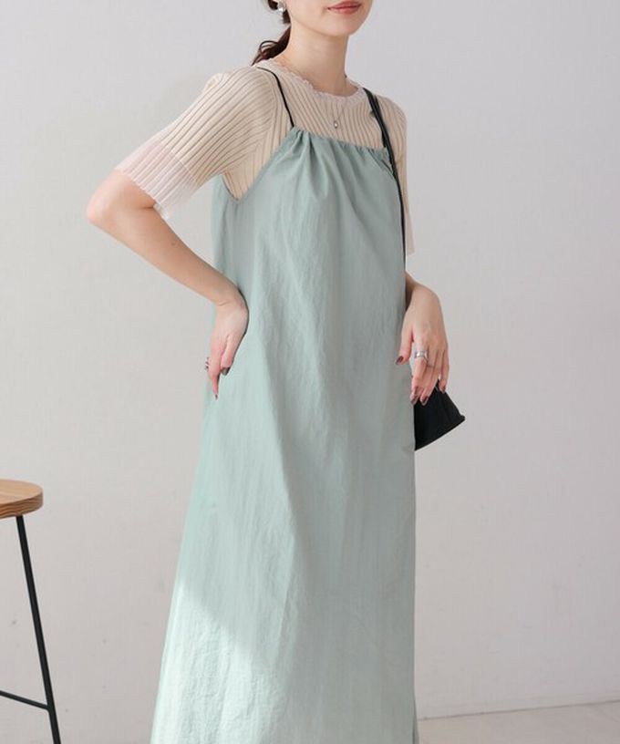 日本 Bab - 下擺澎澎氣球尼龍吊帶洋裝-深灰