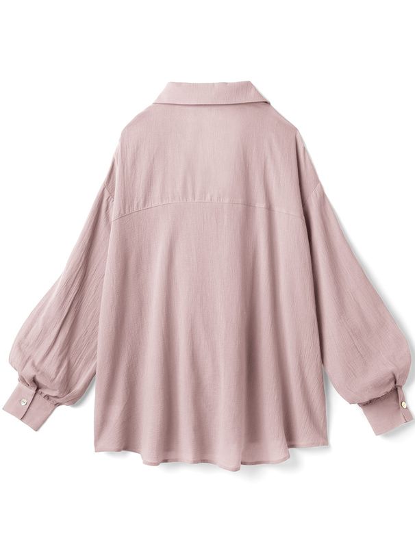 日本 GRL - 100%棉 翻領落肩透氣薄長袖襯衫-深海藍 (F)