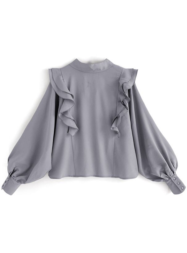 日本 GRL - 華麗扭結氣球袖上衣-淺粉 (F)