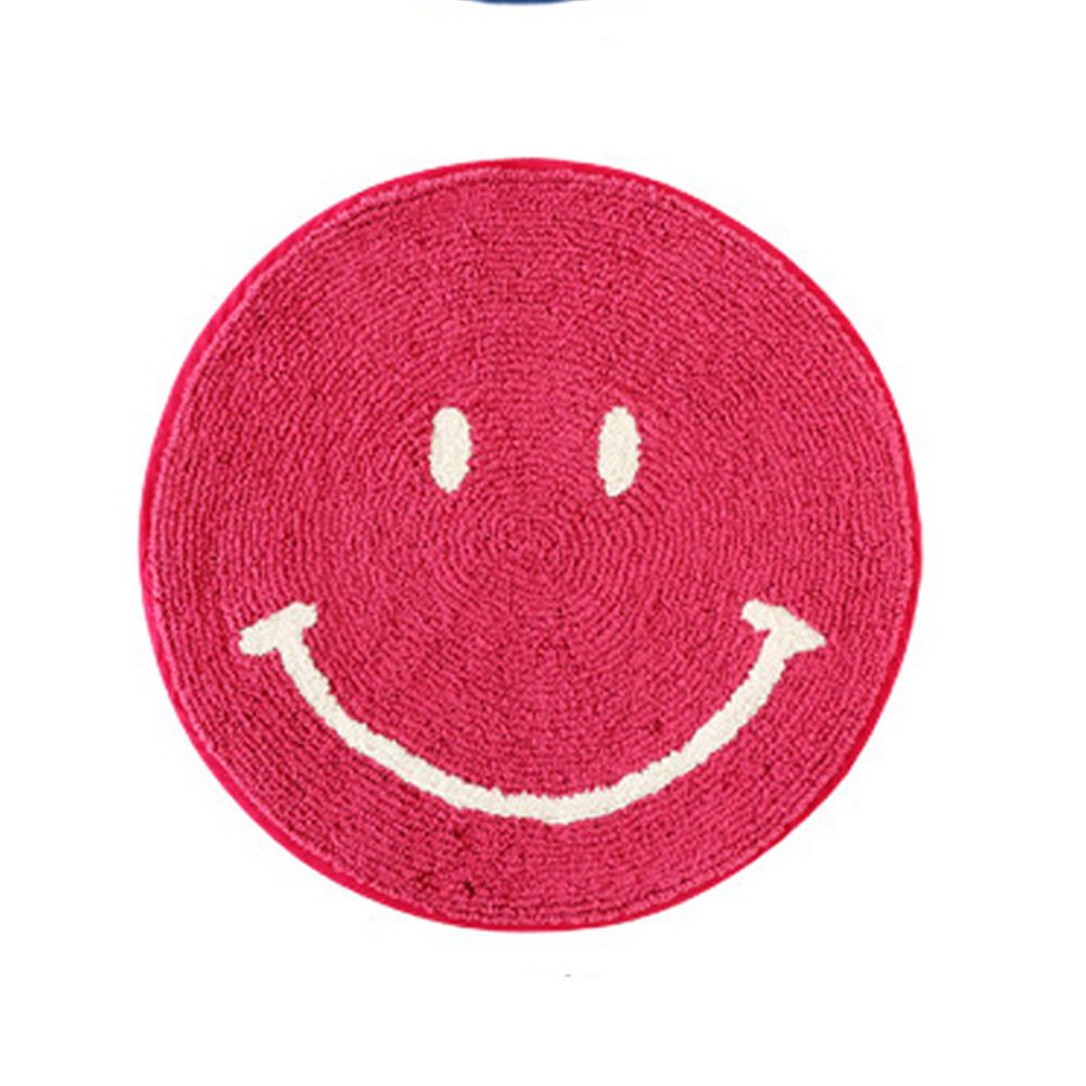 日本 TOMO - 圓形可愛地墊-笑臉-粉紅 (φ50cm)