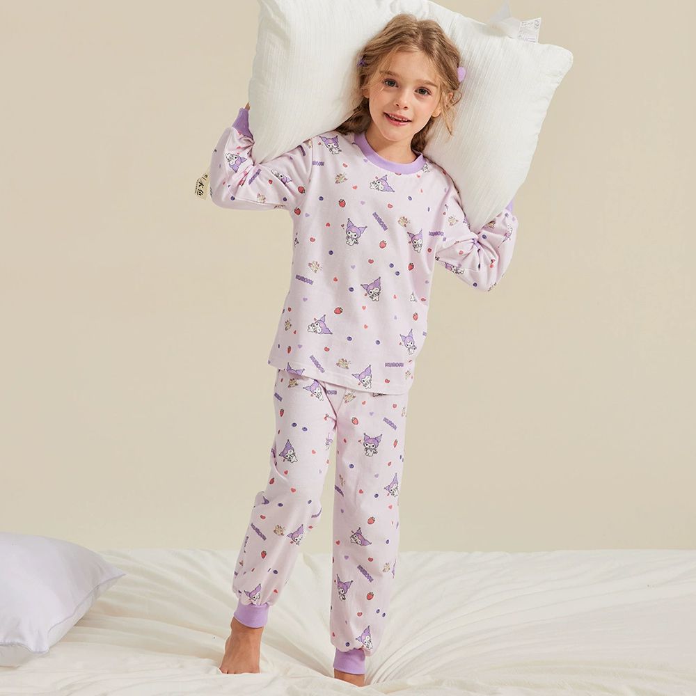 雲感透氣拼色縮口家居服套裝-卡通人物酷洛米-紫色