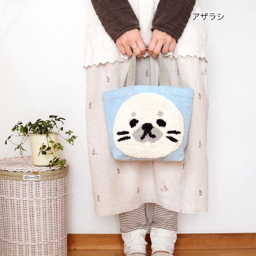 日本 TOMO - 可愛動物刺繡帆布包/提袋-小刺蝟 (29×21×D10cm)