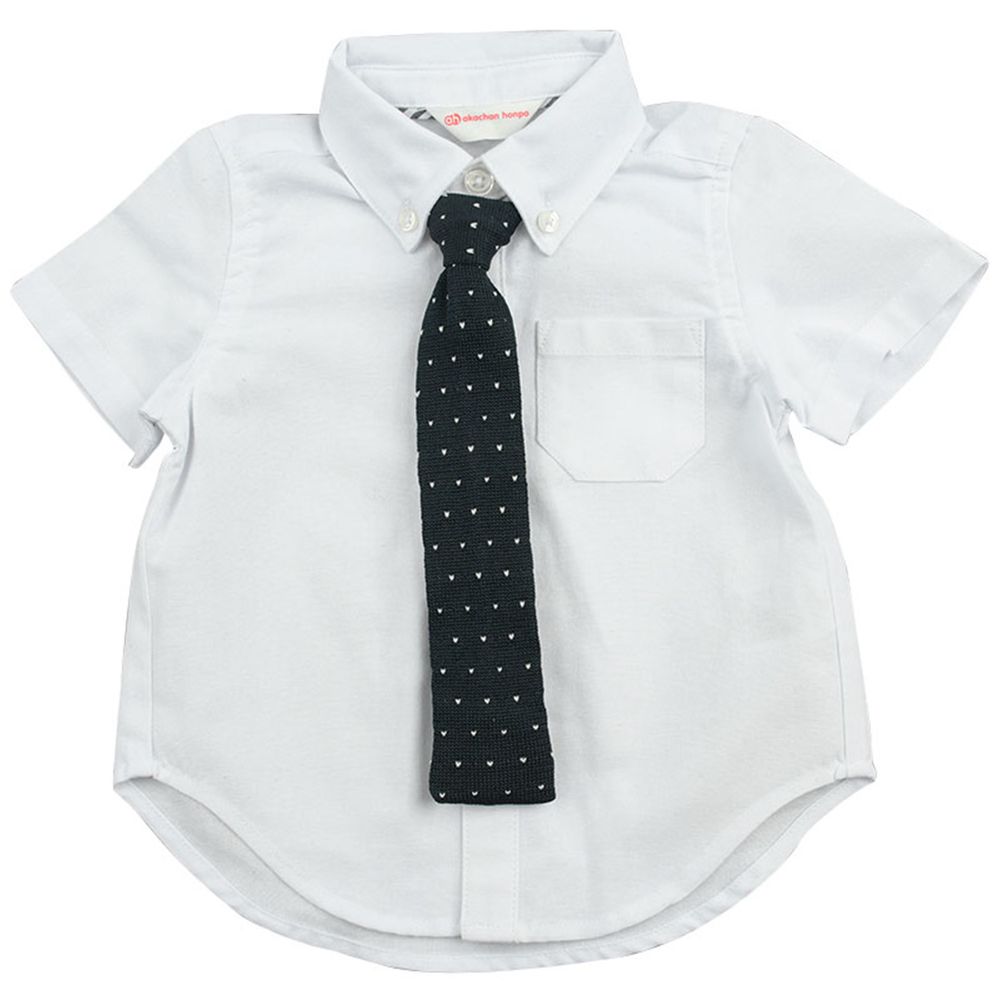 akachan honpo - 短袖襯衫（附針織領帶）-白色
