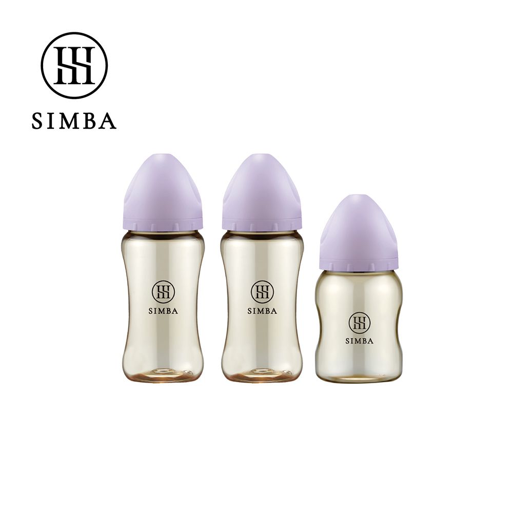 蘊蜜鉑金PPSU寬口防脹氣奶瓶輕奢組(2中1小)-新生適用-紫芙