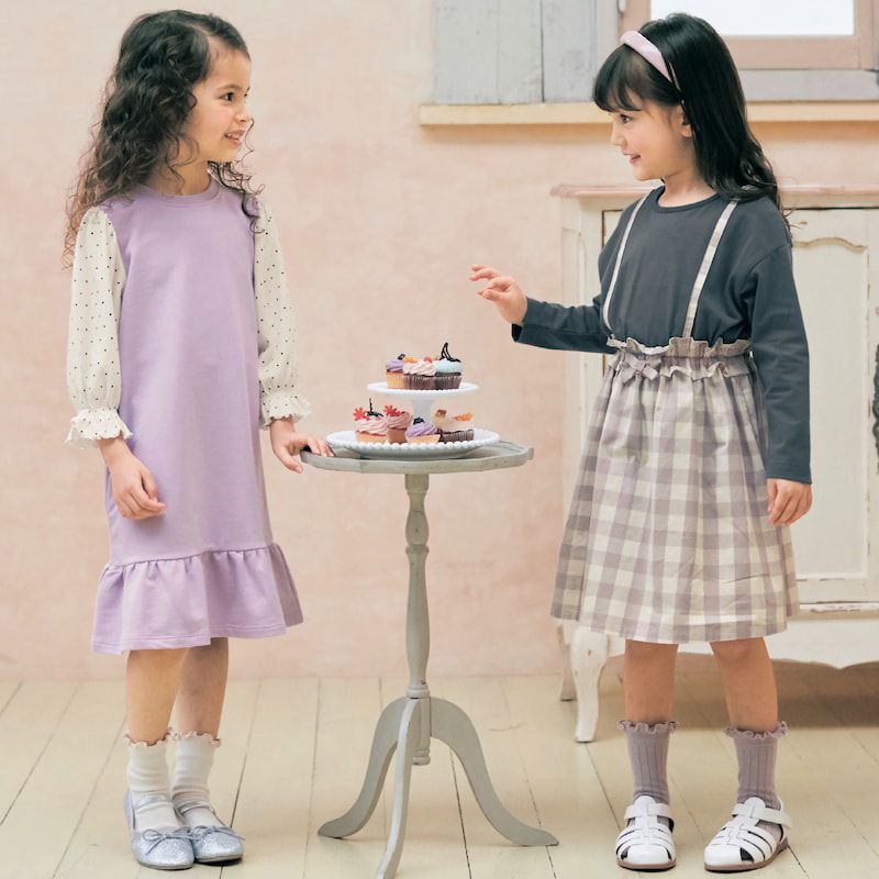 日本千趣會 - GITA 撞色八分袖魚尾洋裝-薰衣紫x水玉