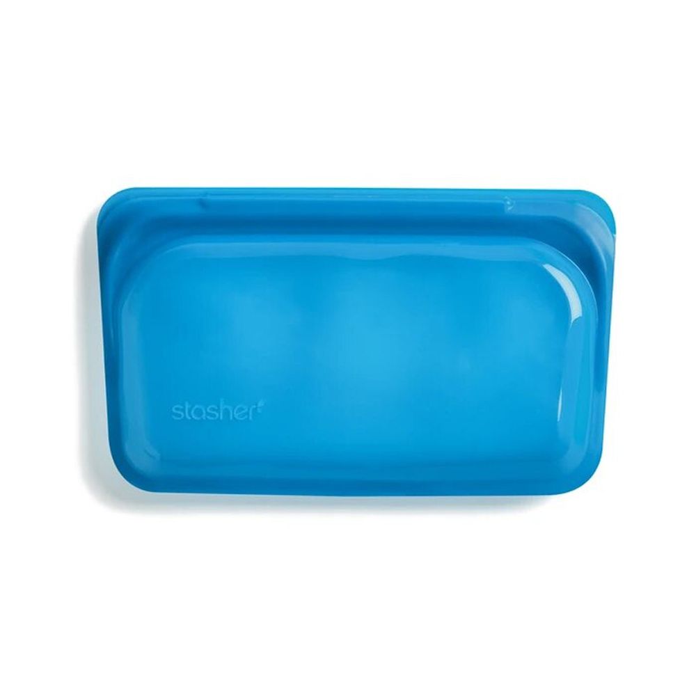 美國 Stasher - 食品級白金矽膠密封食物袋-Snack長型-野莓藍 (293ml)