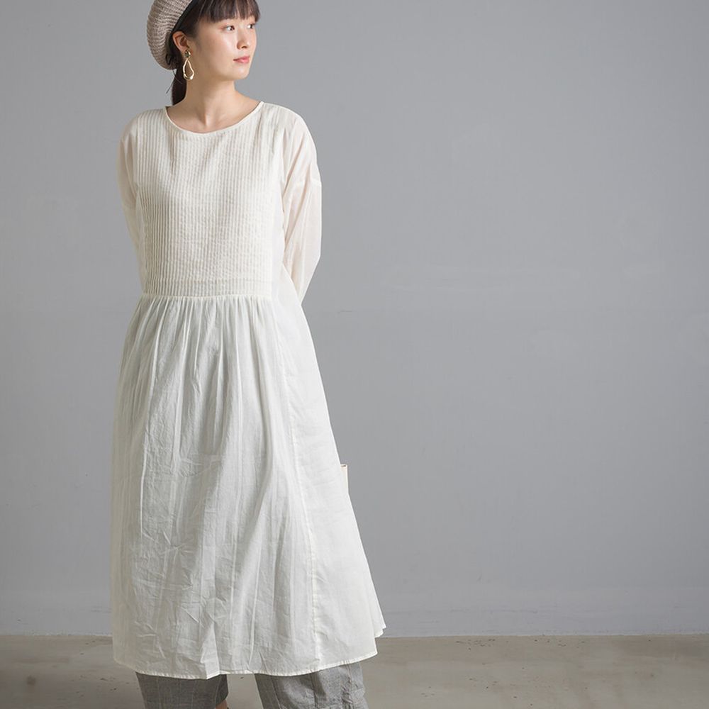 日本 OMNES - 2way森林感排扣純棉洋裝/罩衫-白 (Free size)