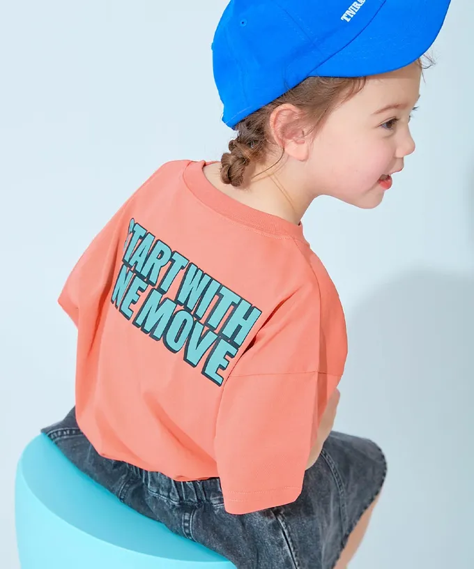 日本 devirock - 涼感速乾網眼 廓形短袖T恤-背後潑墨-藍