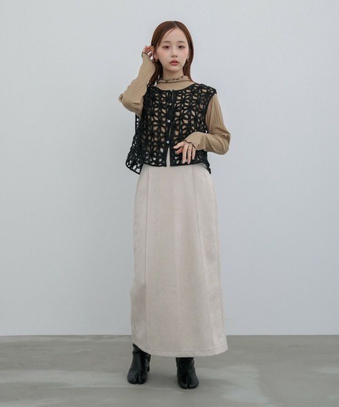 日本 Bab - 木耳滾邊典雅羅紋長袖上衣-高領-淺灰 (M)