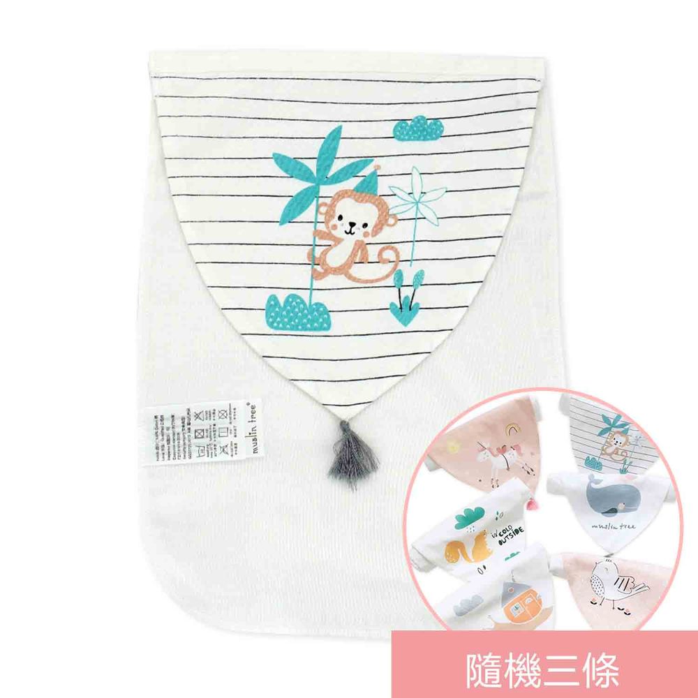 荷蘭 Muslintree - 春夏寶寶吸汗墊背巾-4條入-淘氣小猴+隨機3條