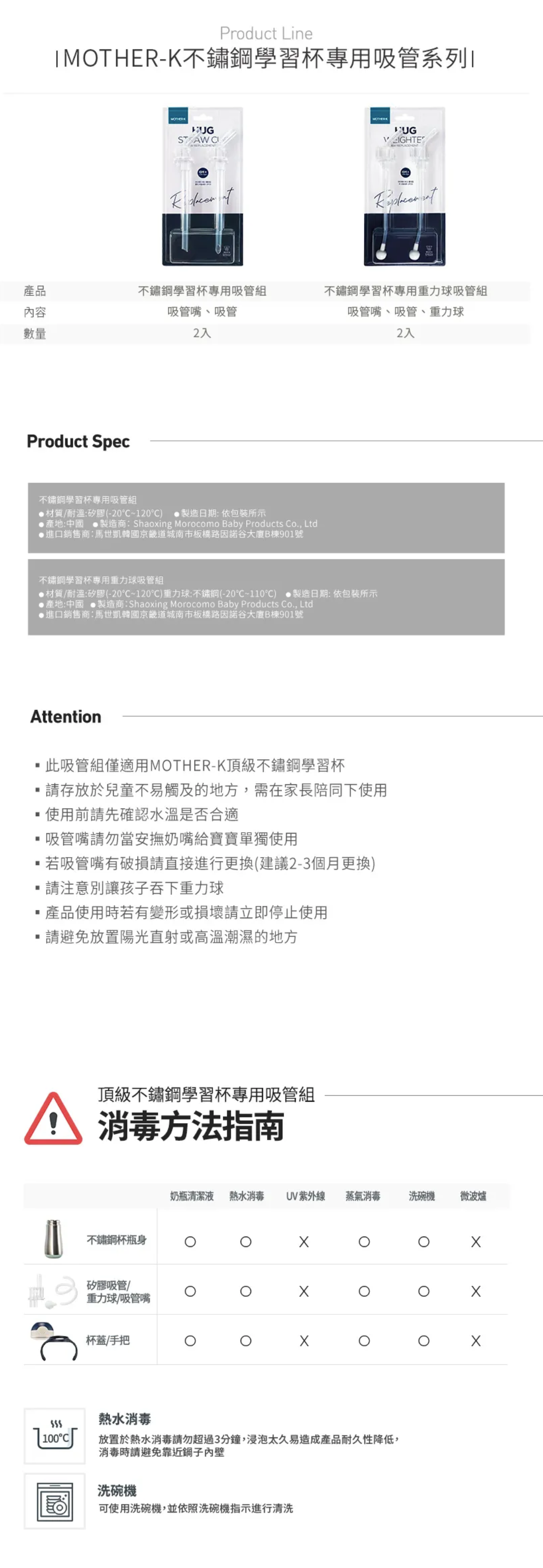 MOTHER-K - 頂級不鏽鋼學習杯專用吸管-2入組