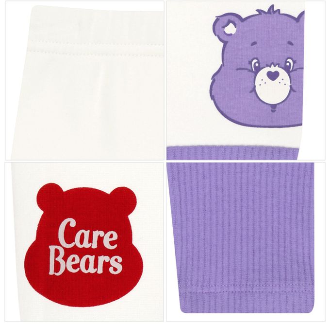 韓國 Care Bears - 鬆緊腰聯名款彈力內刷毛內搭褲-白X紫