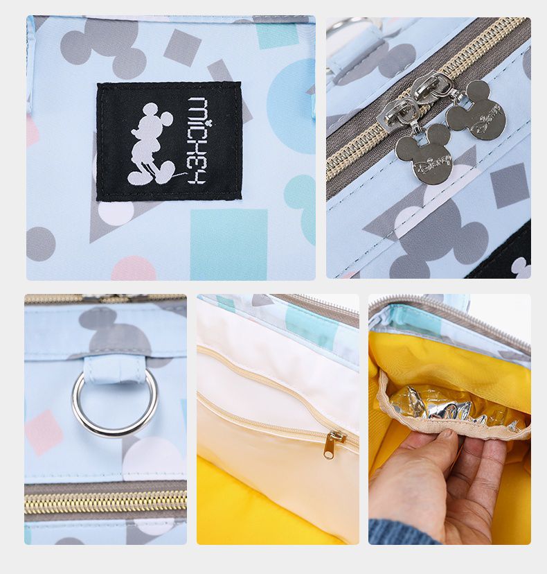 卡通人物防水手提包/媽媽包-幾何米奇-藍色 (24x26x17cm)