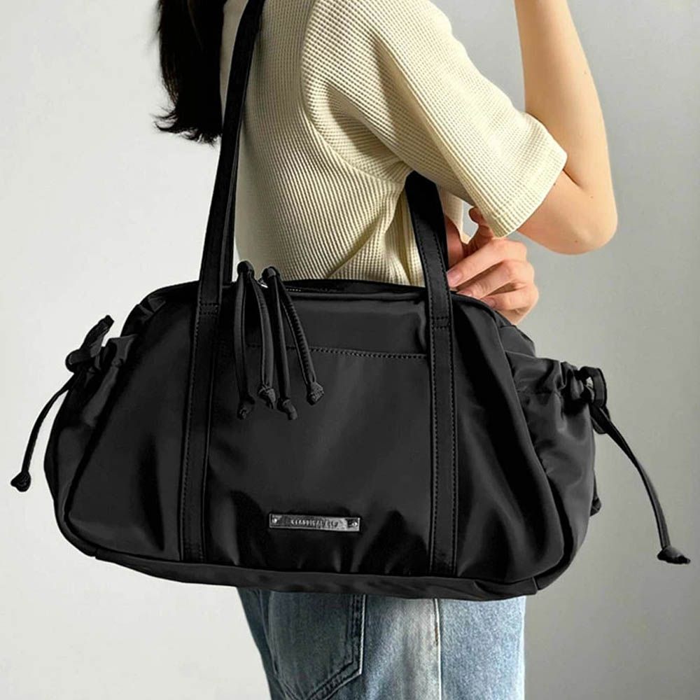 輕盈可愛蝴蝶結肩背波士頓包-黑