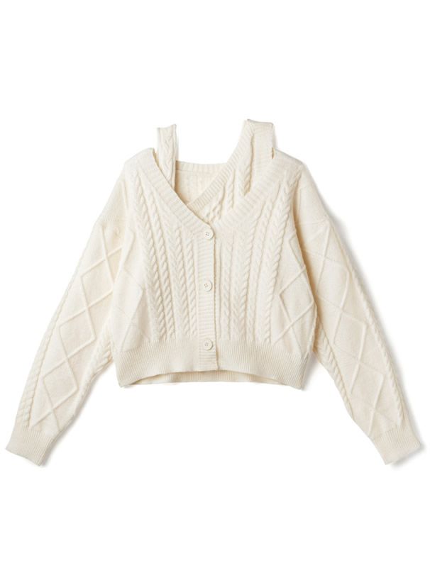 日本 GRL - 不對稱剪裁針織背心+短版外套兩件組-紫