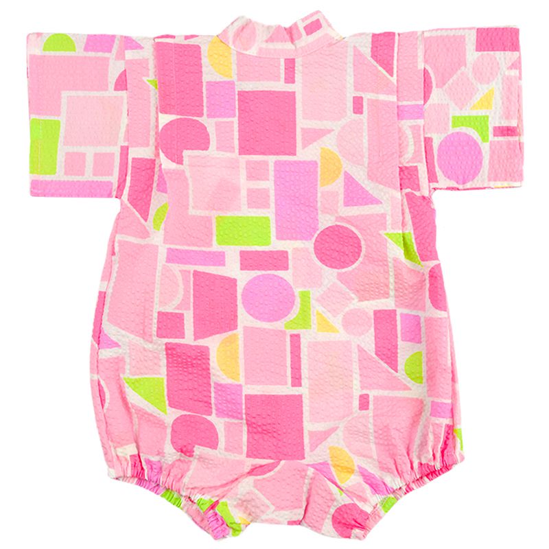 akachan honpo - 甚平包屁衣-幾何圖案-粉紅色