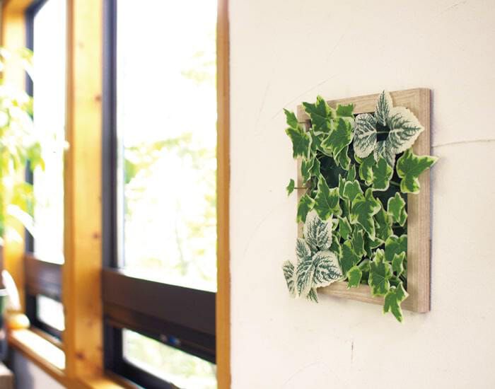 日本 KISHIMA - CT觸媒 消臭仿真植物牆面綠化片-框架式-淺綠X自然 (35x32x4cm)