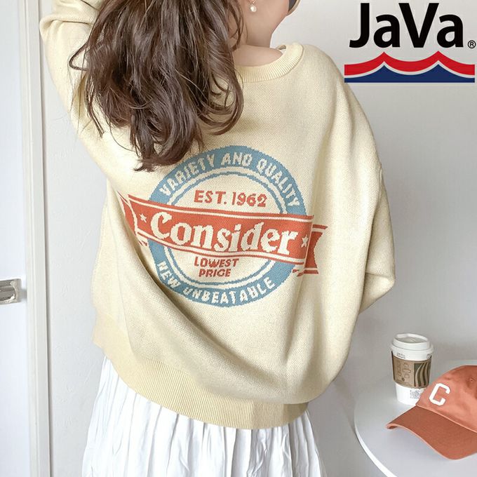 日本 Classical Elf - Java 4WAY印花厚磅針織上衣-左胸棕色LOGO-杏