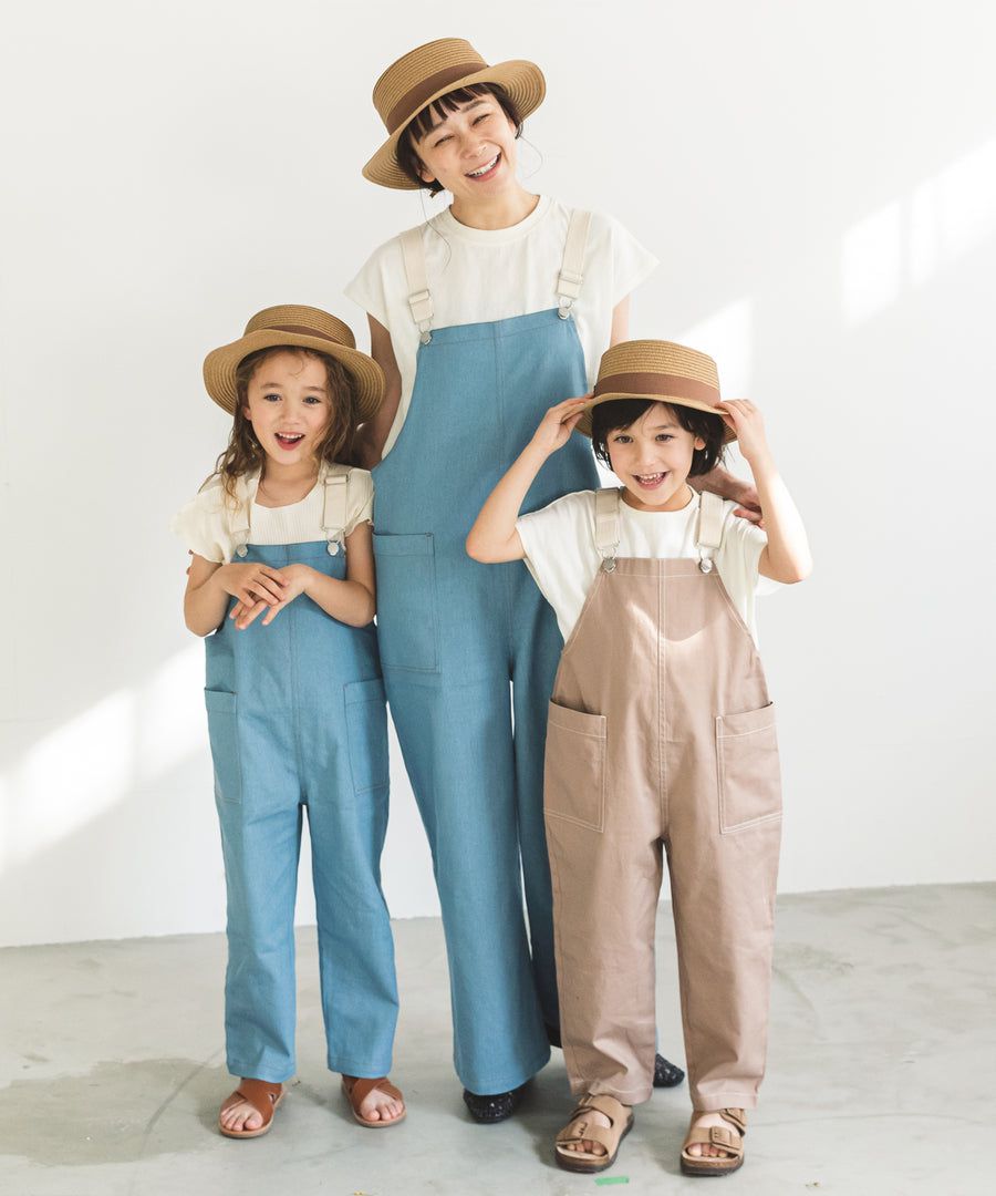 日本 PAIRMANON - 撞色大口袋吊帶褲(媽媽)-墨綠 (FREE)