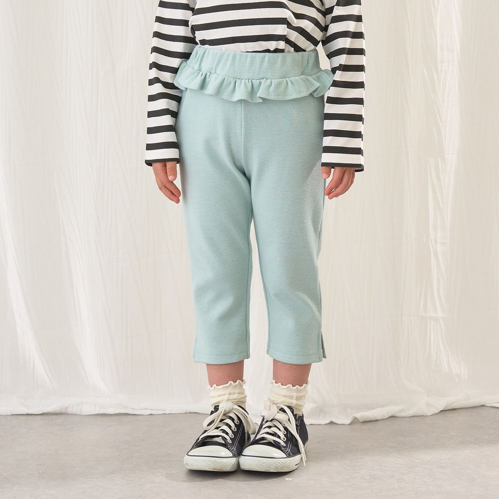 腰間QQ荷葉百搭好動七分褲-青翠綠