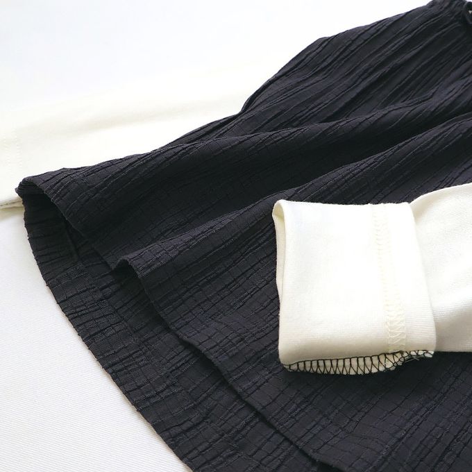 日本 ZOOLAND - 假二件典雅緹花長袖上衣-櫻桃刺繡-藕粉