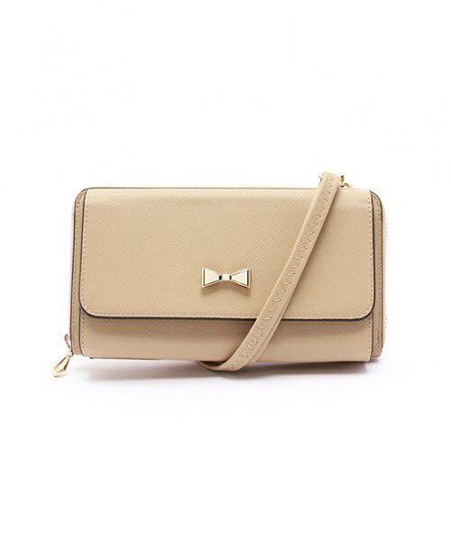 日本 cachecache - 3way蝴蝶結錢夾包-GD金色