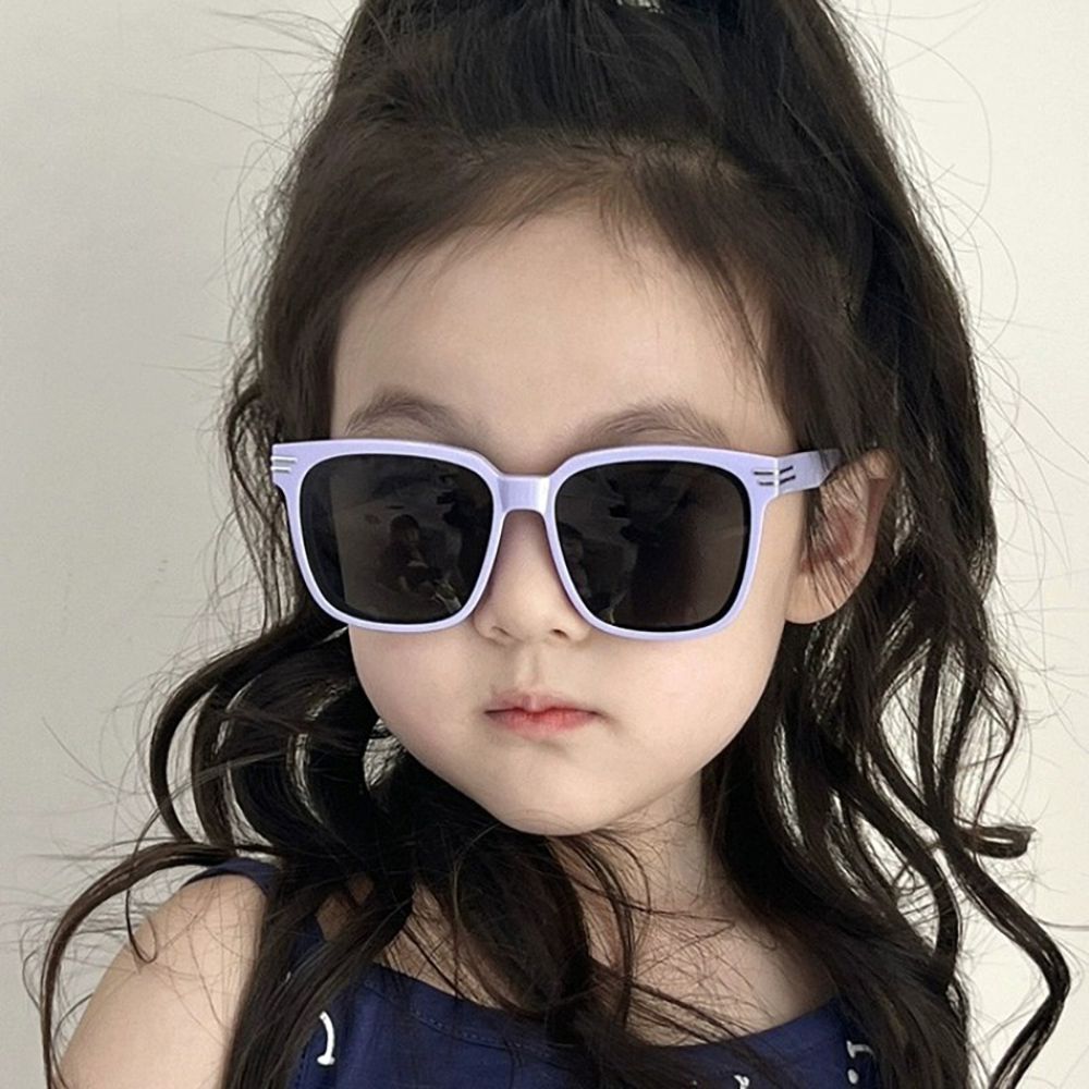 ALEGANT - 流線時尚棉花紫兒童專用輕量矽膠彈性太陽眼鏡/UV400方框偏光墨鏡