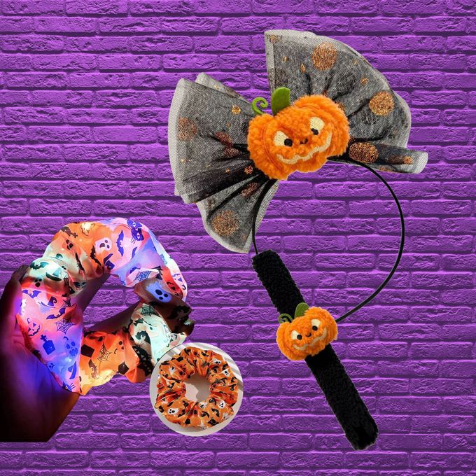 萬聖節立體造型髮箍+啪啪手環＋發光髮圈