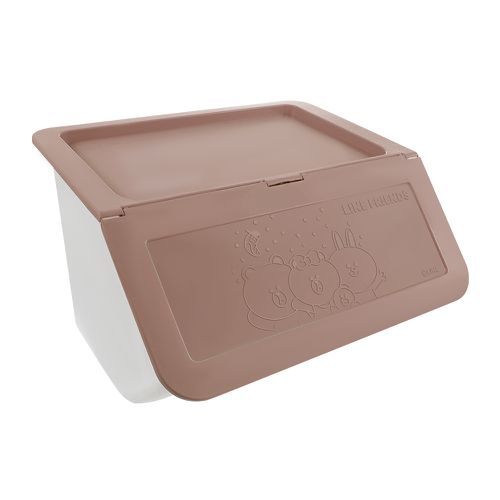 LINE FRIENDS 【卡其色】上掀式浮雕收納箱35L 3入組 置物箱 整理箱 收納箱