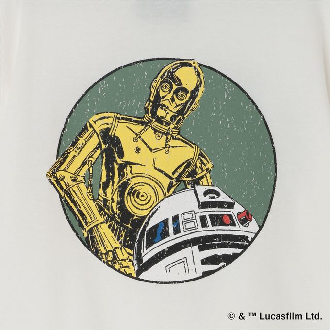 日本 b-ROOM - 限量星際聯名 防污速乾印花短袖上衣-STAR WARS-淺灰綠