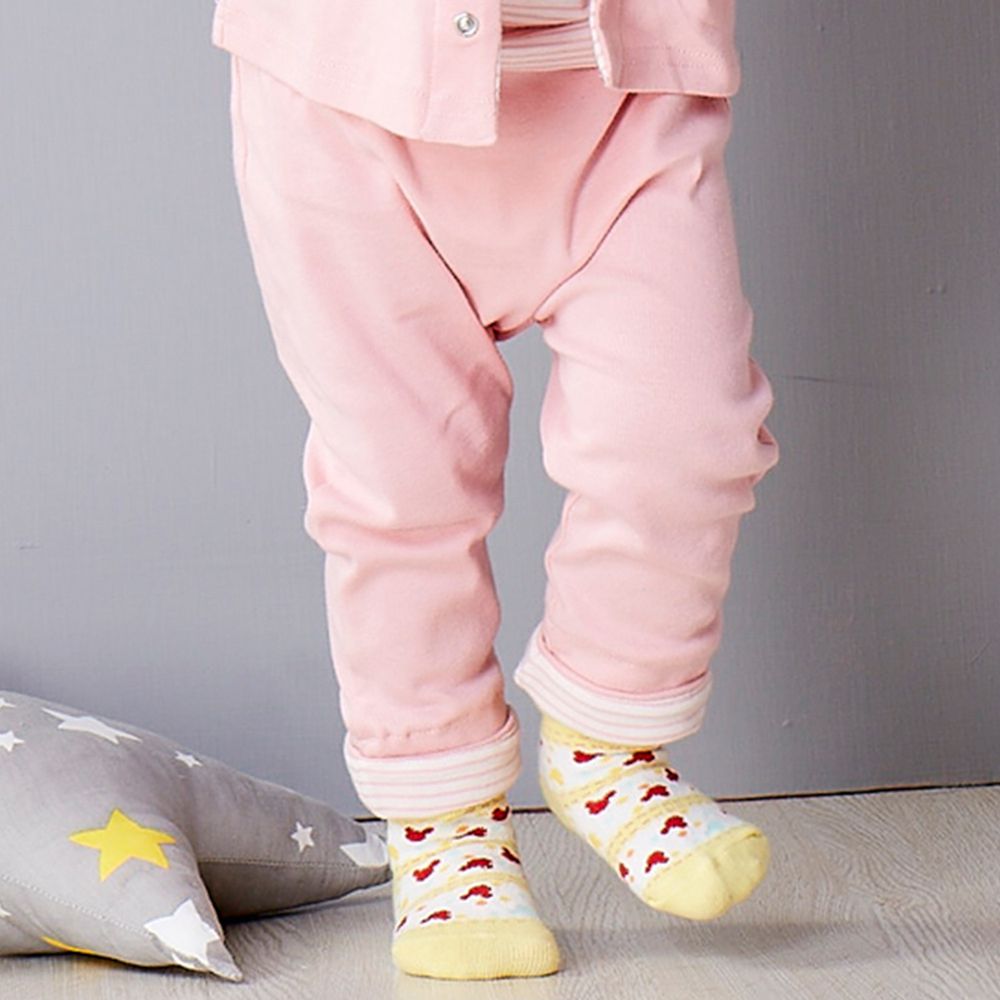 麗嬰房 Little moni - 純棉家居系列拼接反褶長褲-粉紅