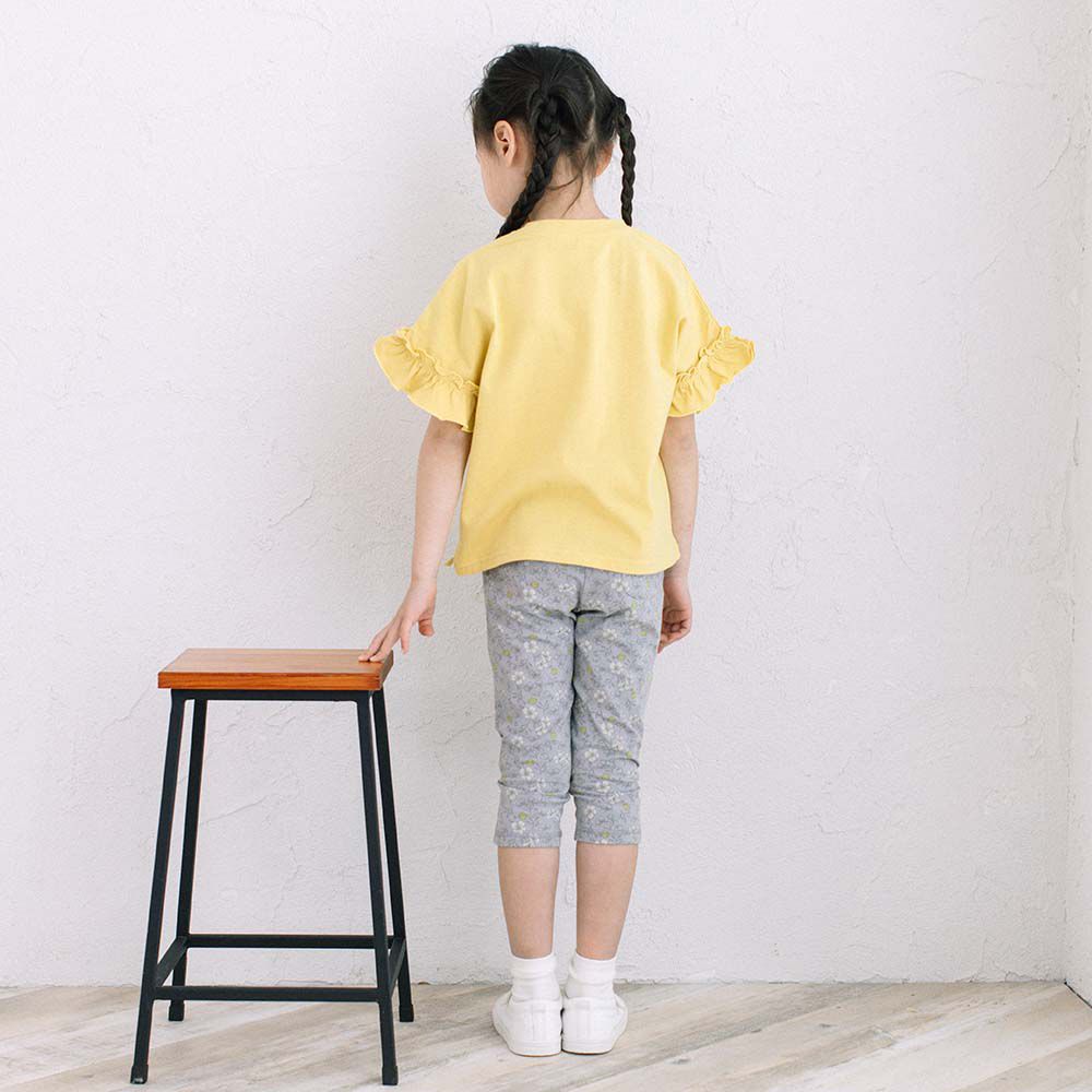 日本 ma lalumiere store - 荷葉邊清爽素色短袖上衣-牛奶白