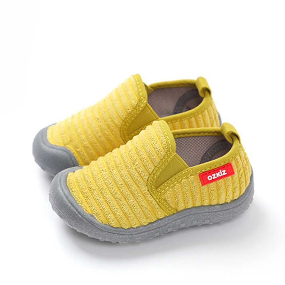 韓國 OZKIZ - (剩13cm)絨布超防滑兒童休閒鞋/室內鞋-芥末黃