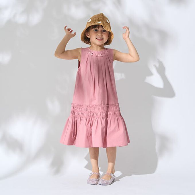 日本 Lycee mine - 甜美蝴蝶結分層無袖洋裝-白