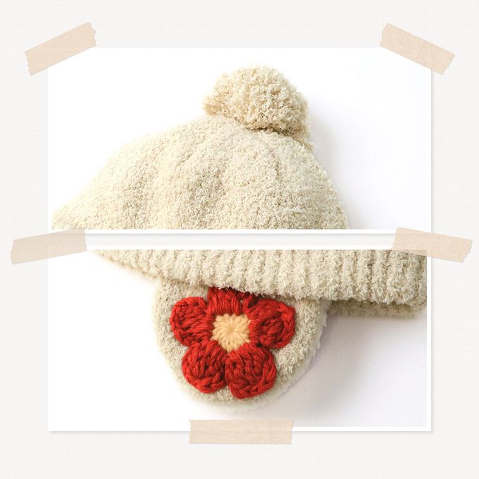 日本 ZOOLAND - 夢幻蓋耳針織保暖毛帽-草莓-粉紅