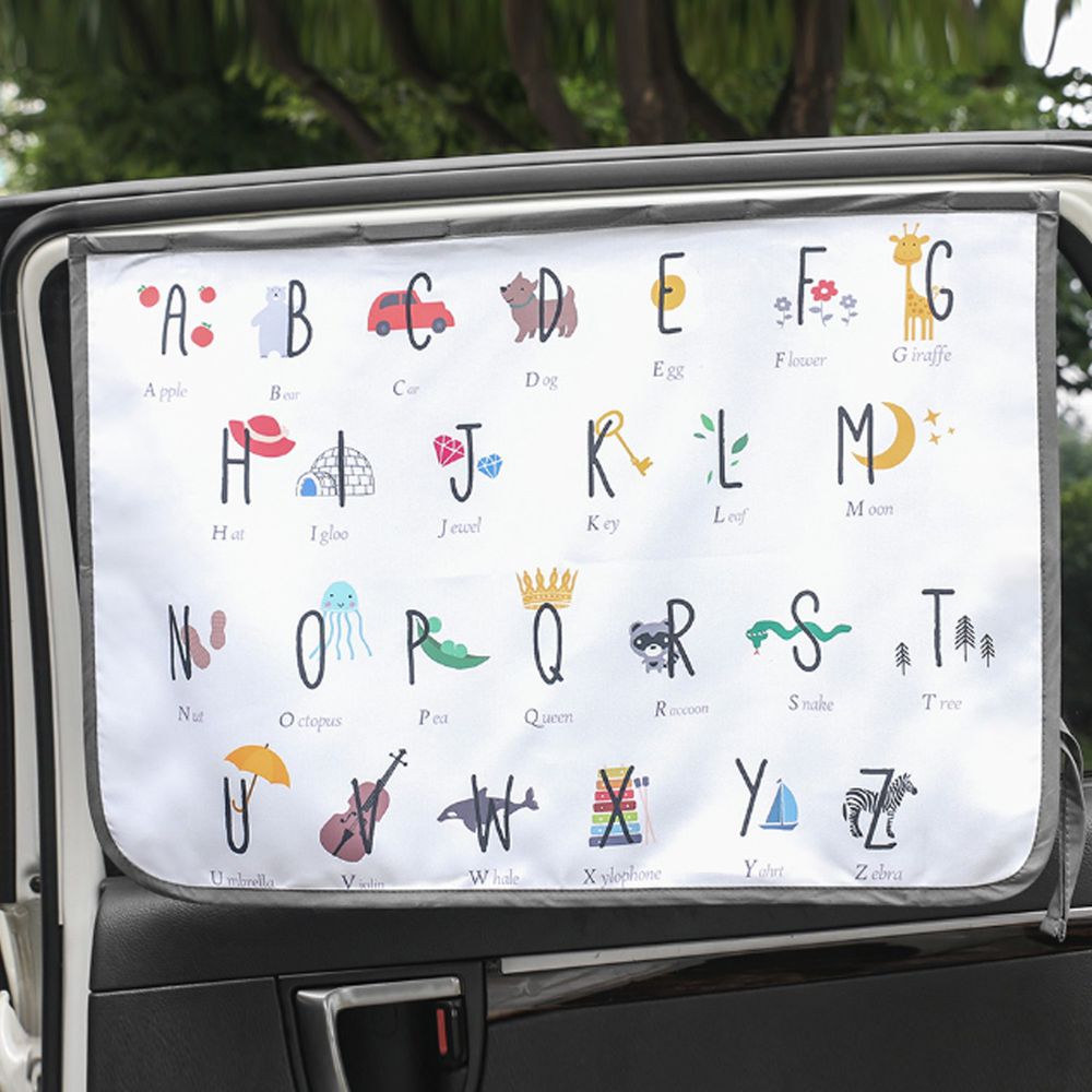 韓國 Bebe Deco - 三層遮光磁鐵遮陽窗簾-童趣字母 (65*45cm)