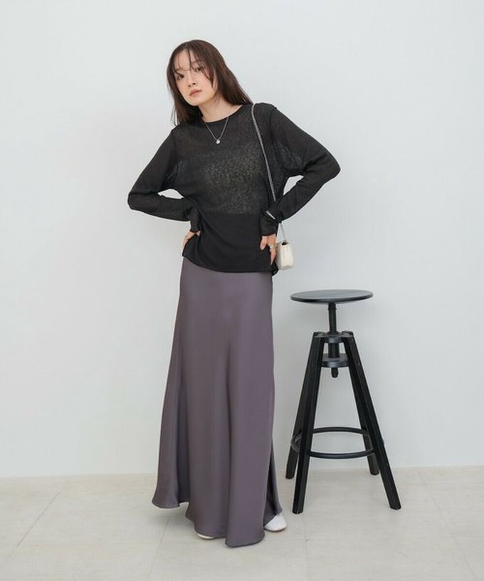 日本 Bab - 率性混色感微透膚長袖上衣-淺卡其