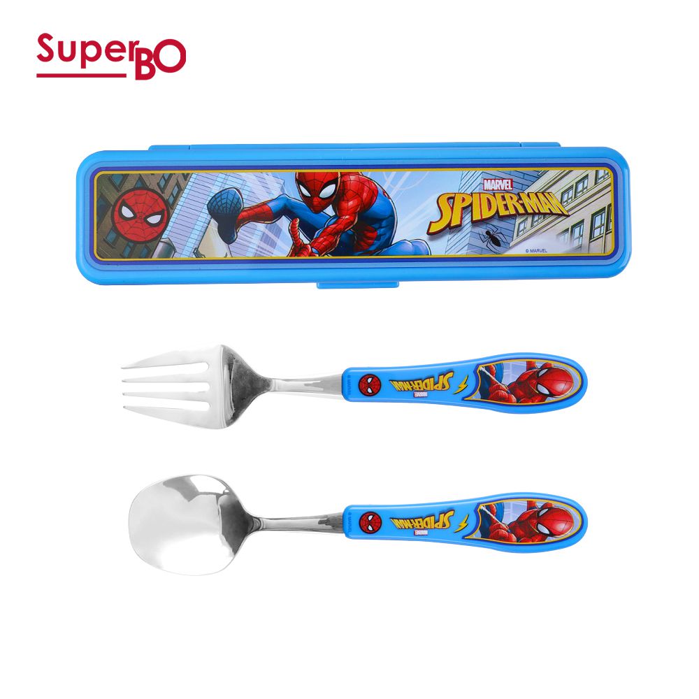 SuperBO - 不鏽鋼匙叉組(附盒)-蜘蛛人