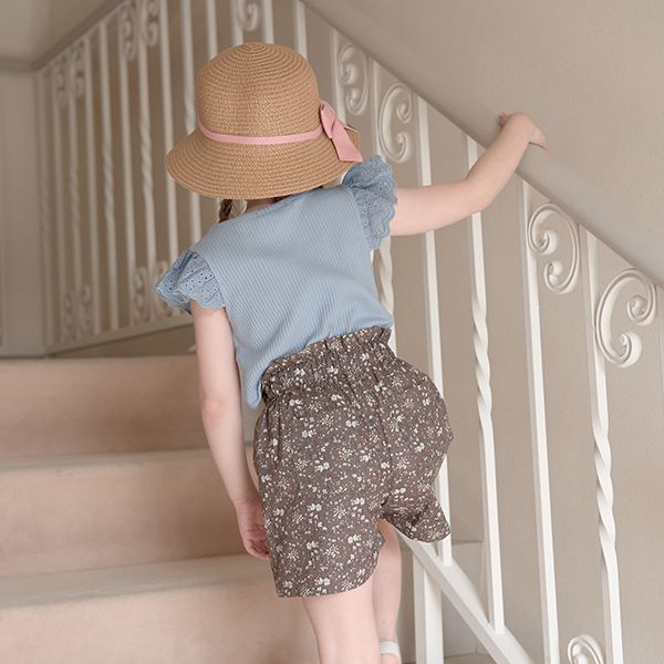 日本 Lycee mine - 羅紋俏皮蕾絲短袖上衣-黑