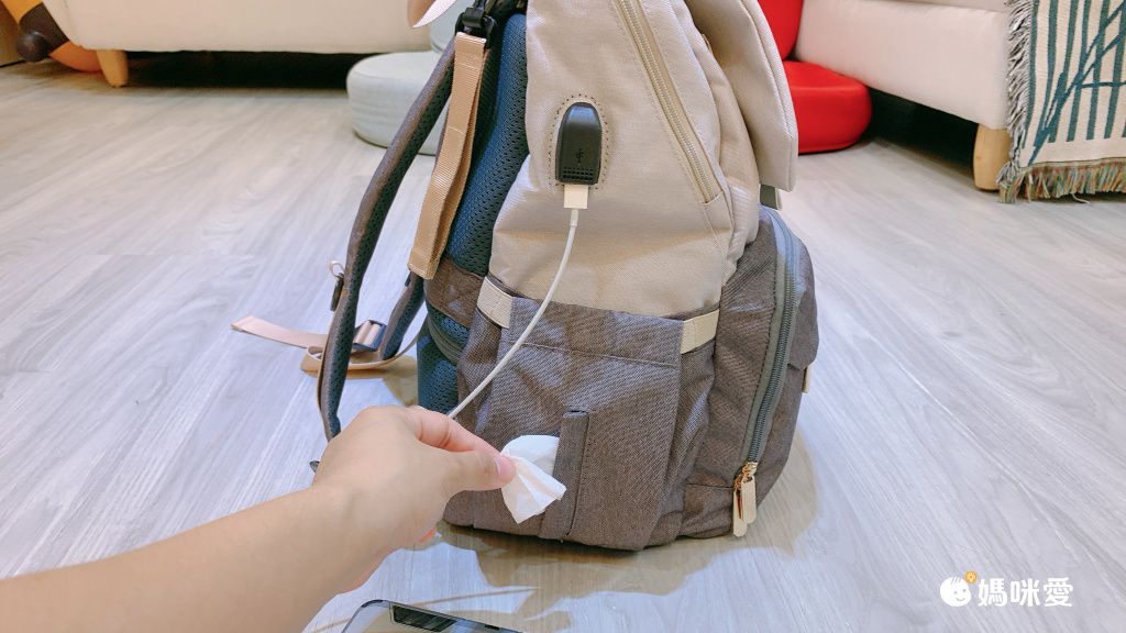 大容量乾濕分離媽媽包/後背包-拼色款-粉+灰 (26x20x43cm)