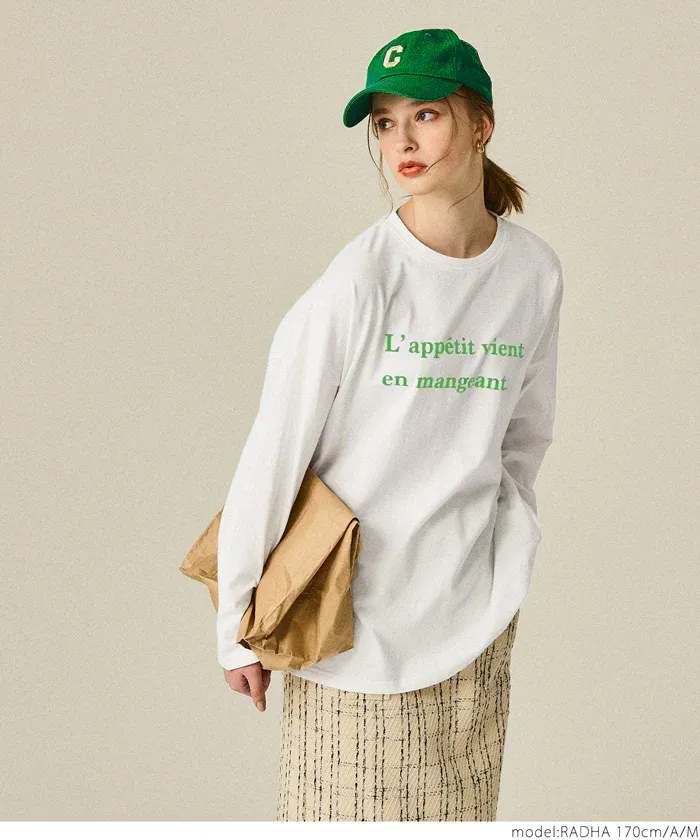 日本 COCA - 圓領印花長版薄長袖上衣-印花E款