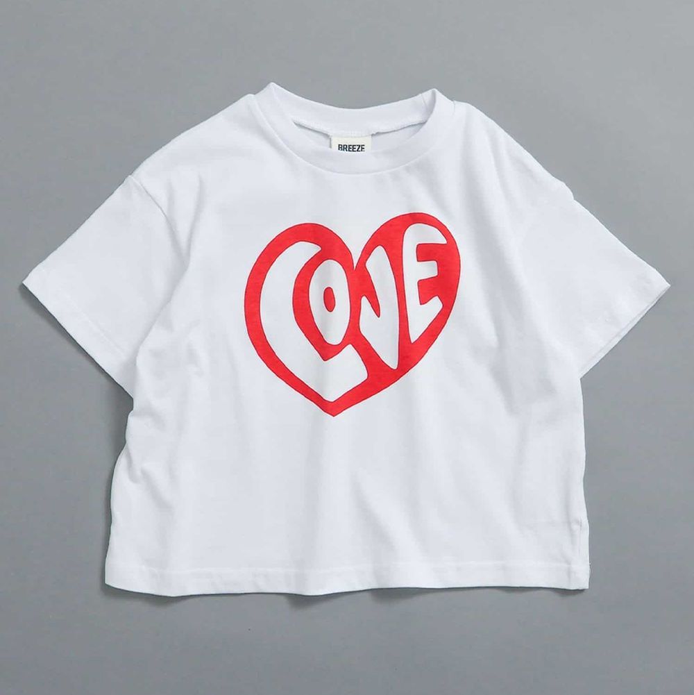 簡約帥氣logo短袖上衣-LOVE-白