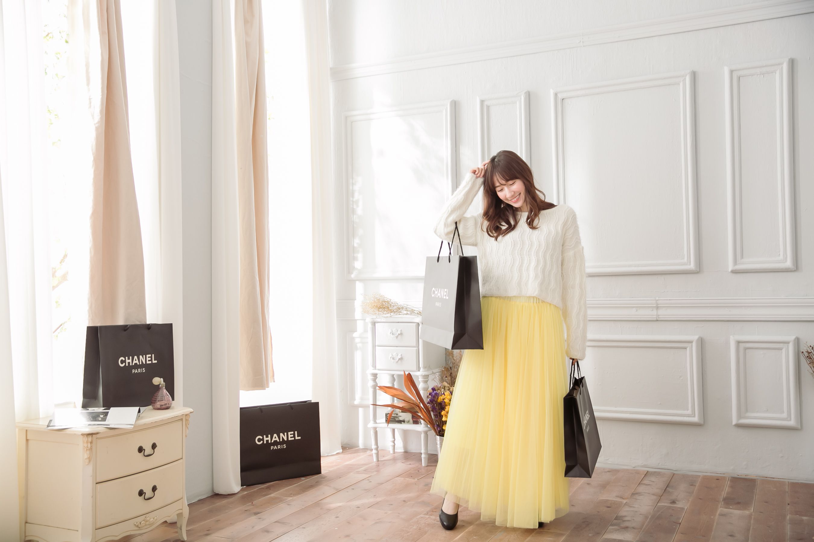 Peachy - 獨家訂製綿柔法式浪漫三層蓬紗裙-三層蓬版-嫩鵝黃 (F)