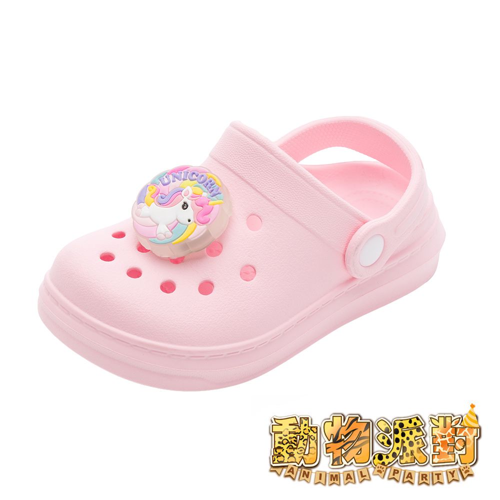 動物派對 童鞋 電燈洞洞鞋 ASKG50053-防水穿脫方便-粉紅-(小中大童段)